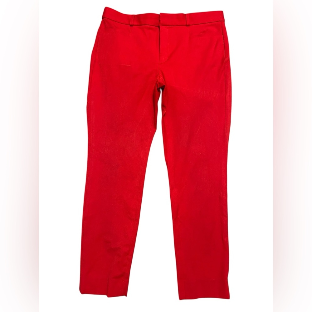 Banana Republic Mid-Rise Sloan Trouser Skinny Ankle Pants in red.